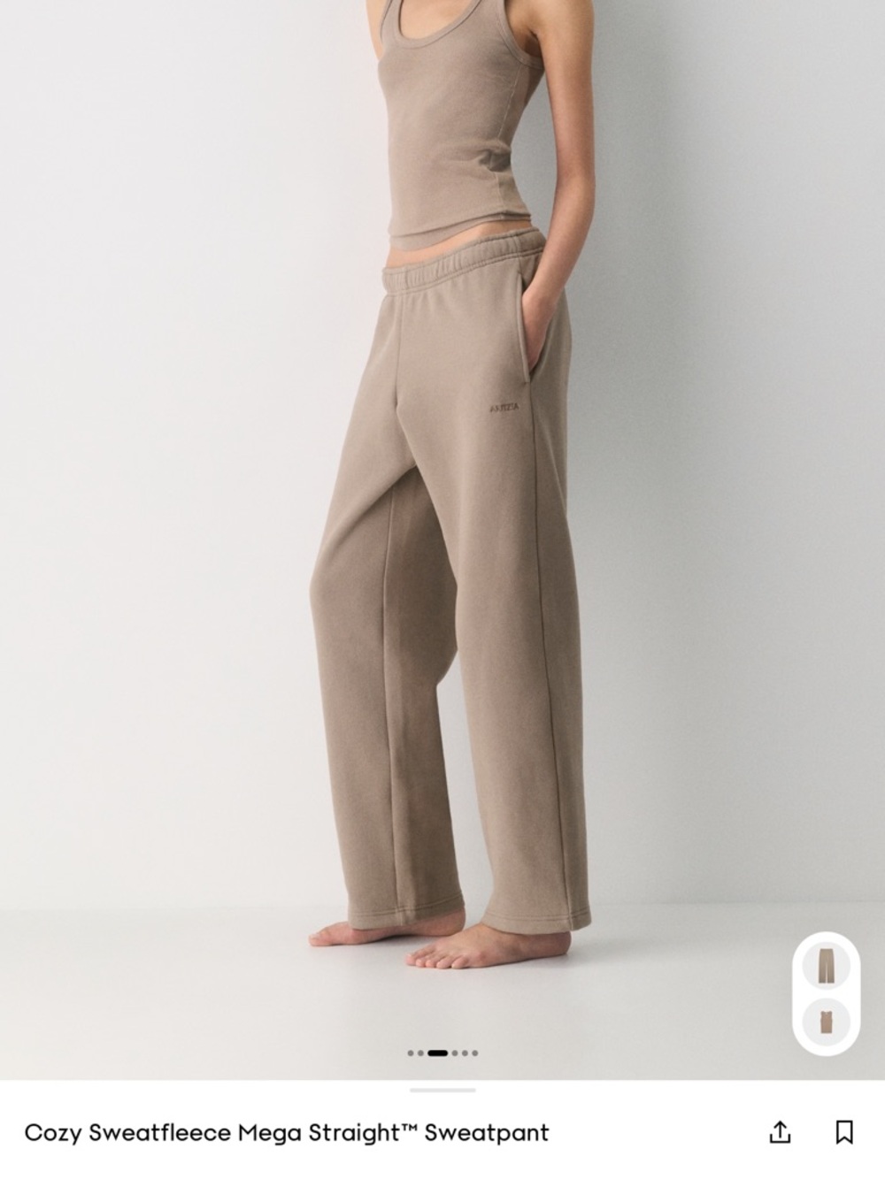 Aritzia Cozy Sweatfleece Mega Straight Sweatpants - Nomad Taupe - Size XS